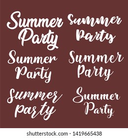Summer party text design. Handwritten text for summer party poster vintage design. 
