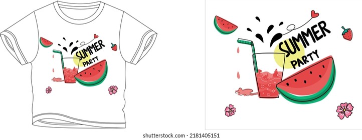 summer party t-shirt design background color is a white and t-shirt color is a white beautiful color and beautiful design