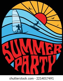 SUMMER PARTY t-shirt design vector for print. Vector Graphics for apparel t-shirt