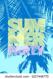Summer Party typographic poster design. Vector illustration.