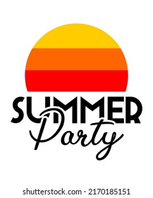 Diseño de camisetas vectoriales de tipografía "Summer Party" para impresión de pantalla digital, etc