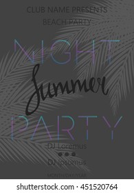 Summer Party vector illustration. Summer vector illustration with  palm leaves.