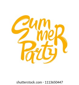 Summer party vector logo. Yellow font template for design.
