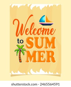 summer party vector poster invitation template with hello summer greeting text in colorful