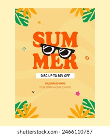 summer party vector poster invitation template with hello summer greeting text in colorful