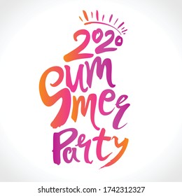 Summer Party Vertical Logo Vector. 2020 Summer Party. Happy time. Bright seasonal template. Vector illustration for season banner, label, poster, logo Summer.