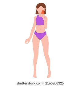 Summer party Women in swimsuits on the beach. Vector illustration of women in a swimsuit and in summer clothes Summer time. Summer vacation Fashionable girls with different hairstyles