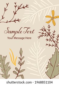 Summer Pastel Botanical Vector Card Background