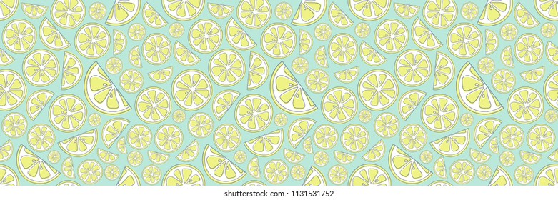 Summer - pastel coloured seamless texture with cute hand drawn lemons. Vector.