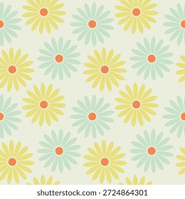 Padrão pastel de verão com botões de camomila. Têxteis, embalagem, embalagem, fundo. Ilustração vetorial