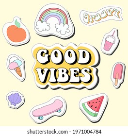 Summer patches collection. Vector illustration of funny summer symbols and icons for T-shirt and apparels graphic vector Print.