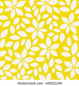 Summer pattern with abstract flower silhouettes and leaves. Seamless floral background. 