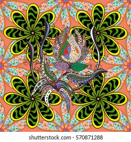 Summer pattern with abstract flower silhouettes and leaves. Seamless floral background.