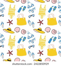 summer pattern. summer accessories. vector illustration