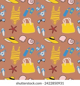 summer pattern. summer accessories. vector illustration