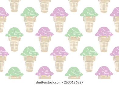 Summer pattern, beach, pastel colors. Seamless vector pattern, ice cream, 
hand drawn. Perfect for kids clothes, decoration, walls, beachwear or even packaging.