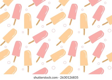 Summer pattern, beach, pastel colors. Seamless vector pattern, ice cream, 
hand drawn. Perfect for kids clothes, decoration, walls, beachwear or even packaging.