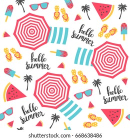 Summer pattern. Beach umbrellas pattern. Vector illustration