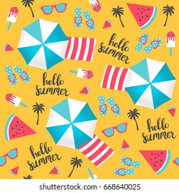 Summer pattern. Beach umbrellas pattern. Vector illustration