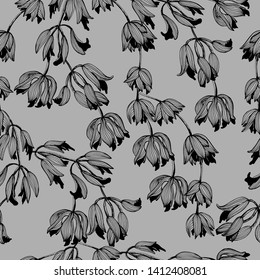 Summer pattern with beautiful line flowers. Hand draws field plants in ink. botanical illustration vintage. Sprig with leaves, buds, flowers. Design for print, vintage posters, wallpaper, textiles.