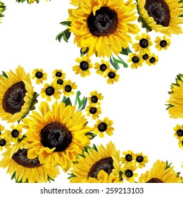 summer pattern of beautiful sunflowers 