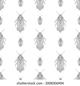 Summer pattern with bugs and butterflies. With modern fashionable textile design