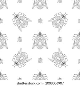 Summer pattern with bugs and butterflies. With modern fashionable textile design