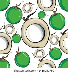 Summer pattern. coconut, tropical fruit