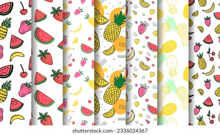 Sommerkollektion mit Früchteillustration Wassermelonen Kirschanananananananananananananananananananananananananananananasenbeere