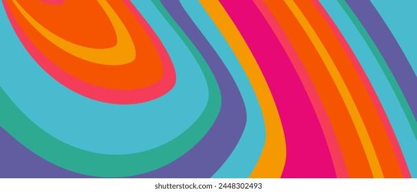 Patrón de verano con Colores coloridos. Ilusión óptica Abstractas en estilo retro 1960. Fondo con la línea del remolino para la publicidad, delicias del Web, medios sociales, Anuncios, cubiertas, carteles. Diseño psicodélico
