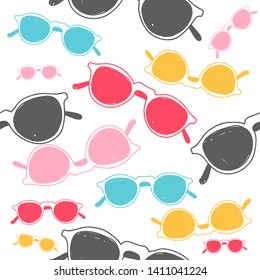 Summer pattern. colorful glasses with white background