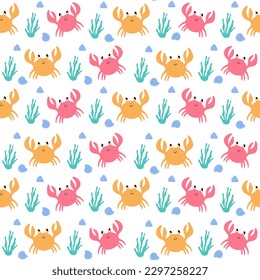 summer pattern cute childish kids pattern design crabs sea	