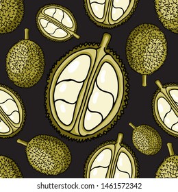 Summer pattern. Durian, tropical fruit