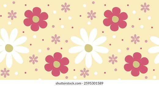 Summer pattern with flowers in pastel colors. For fabric, wallpaper, background, decoration. Vector image.