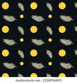 Patrón veraniego. Patrón con frutas. Patrón con frutas sobre fondo negro. Ilustración del vector