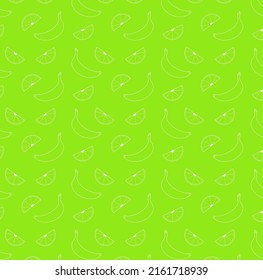 Patrón de verano con frutos sobre fondo verde claro, ilustración vectorial, eps 