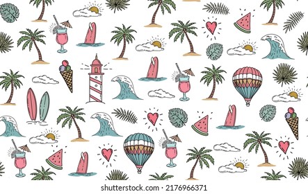 Patrón de verano, ilustración dibujada a mano.	
