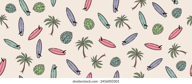 Summer pattern, hand drawn illustration.