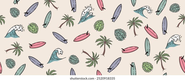 Patrón de verano, ilustración dibujada a mano.	