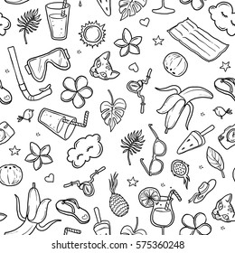 summer pattern, hand-drawn contour on a white background for children coloring. For adult anti stress coloring book.