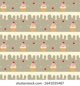 Summer Pattern ice cream cup cherry.