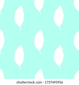 Summer pattern with leaves on blue background. Vector illustration of tropical. Seamless exotic wallpaper. For web design, banners, scrapbooking, printing on fabric, wrapping paper, packaging.