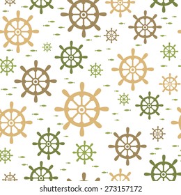 Summer pattern of marine steering wheels. Summer background.