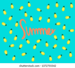 Summer pattern. Pineapple background. Fashion print design, retro style fruit illustration