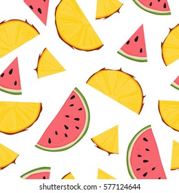 Summer pattern with pineapple and watermelon