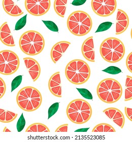 Summer pattern of refreshing citrus fruits. Grapefruit print. Tropical fruits. Summer sweets. Vector illustration