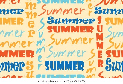 Summer pattern seamless fabric hot season. summer text art design pattern on yellow. Designed for background ,wallpaper ,summer pattern ,wrapping paper ,travel ,holiday ,weekend ,vacation ,beach