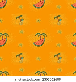 Summer pattern. Seamless vector texture.
