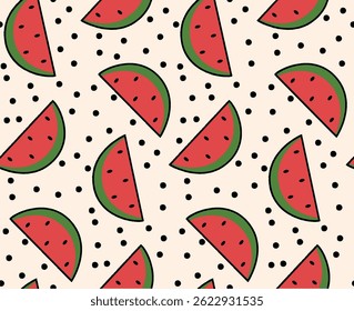 Padrão de verão sem costura com melancia. Plano de fundo da ilustração de fruta