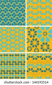 Summer pattern set with stylized flowers
